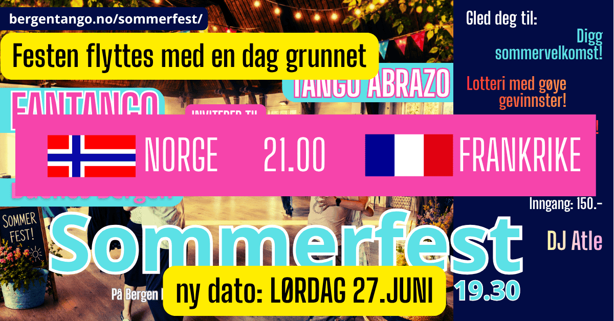 OBS: Ny dato! Lørdag 27. juni pga fotballkamp 26. juni. Velkommen til sommerfest!