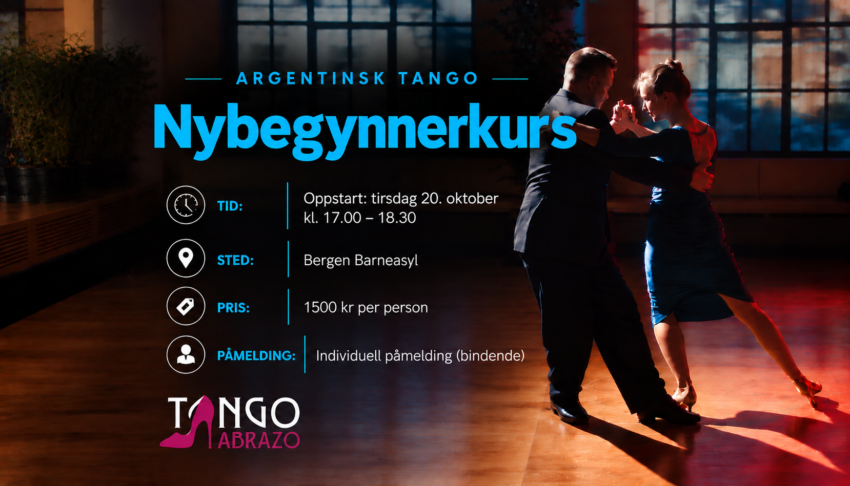 Nybegynnerkurs i Argentinsk Tango – 8 tirsdager – 12 timer